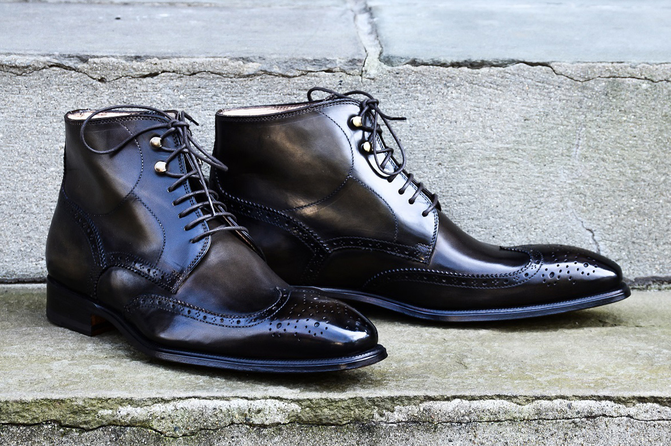 Hand Stitched Men Lace Up Classic Brogues Designer Leather boots