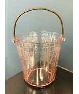 Cambridge Glass Elegant Etched Pink Handled Ice Bucket Depression Glass - $74.25