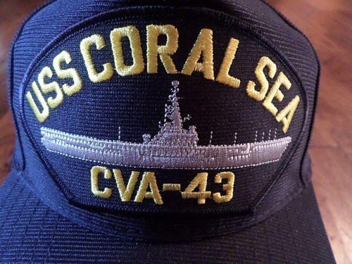 USS CORAL SEA CVA - 43 NAVY SHIP HAT U.S MILITARY OFFICIAL BALL CAP U.S ...