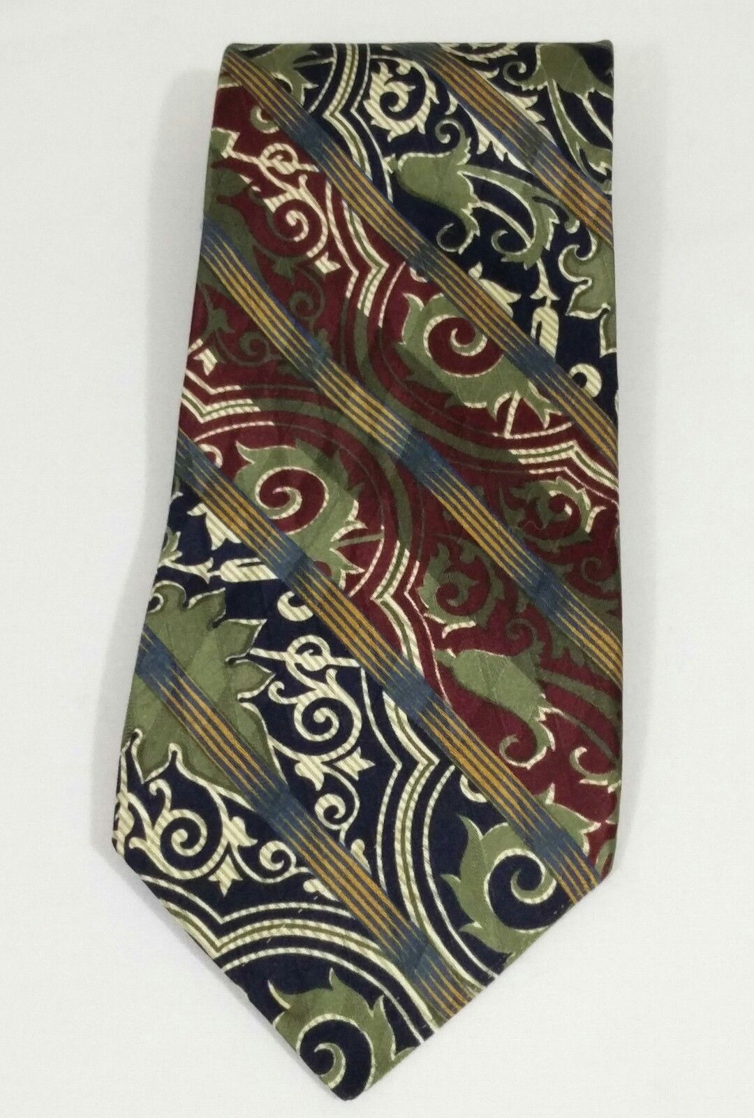 Structure Mens Multicolor Paisley Texture 100% Silk Tie Made in USA - Ties