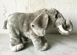 Adventure Travel Stuffed Animal Plush Elephant Safari Grey White Tusks 14" Long - $18.95
