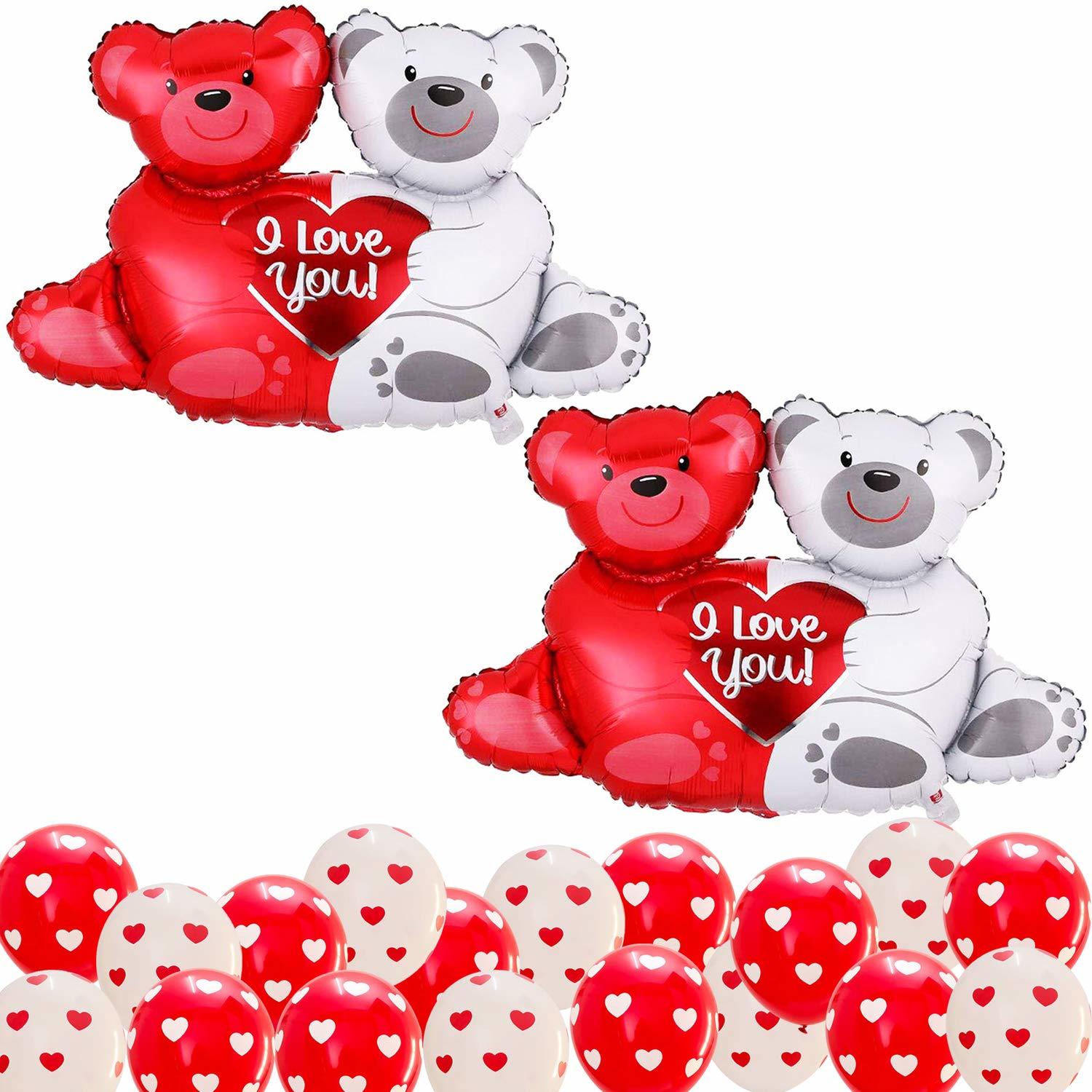 I Love You Teddy S - Huge 40 Inch, Pack Of 24 | White Red Heart S For