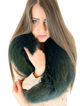 Fox Fur Stole 47' (120cm) Saga Furs Big Fur Scarf Dark Green Fur Collar image 5