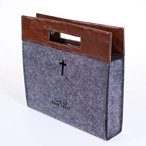 Bible Carrying Case Felt Bible Cover for Men Church Tote Bag with