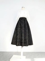 Women Black Tweed Midi Skirt Winter Holiday Outfit  A-line Midi Pleated Skirt  image 7