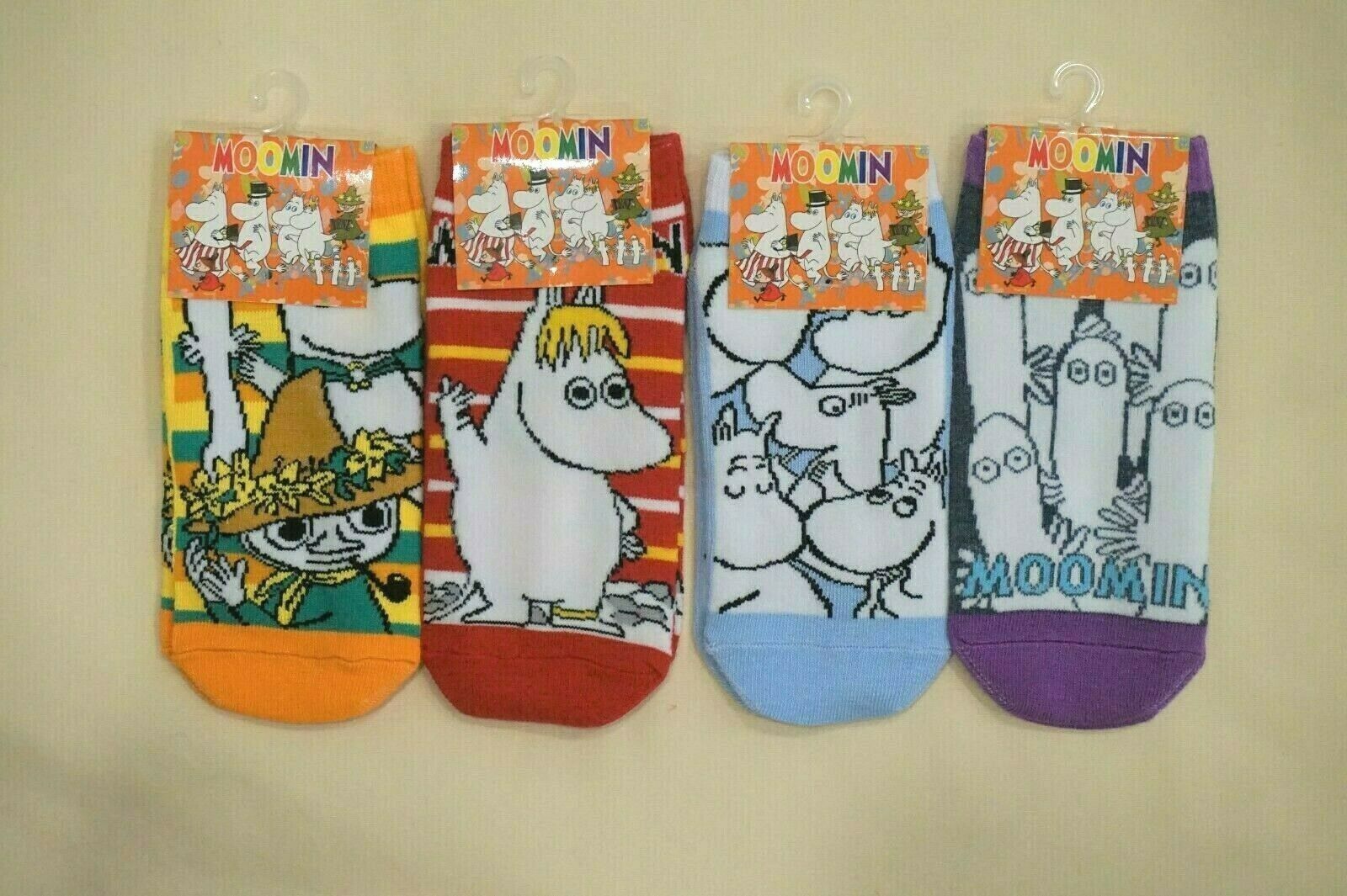 Four Pairs Women's New Japan Moomin Characters Cotton Ankle Socks One Size