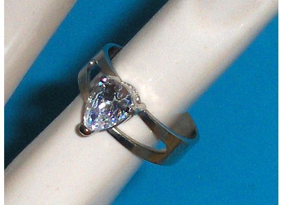 Sterling Silver Pear Shaped Simulated Diamond CZ Ring Size 3 to 4 - Rings