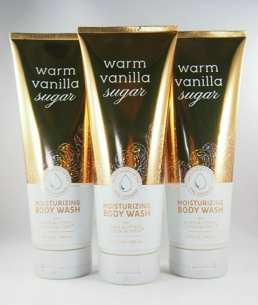 (3) Bath & Body Works Warm Vanilla Sugar Moisturizing Shea Cocoa Body Wash 10oz