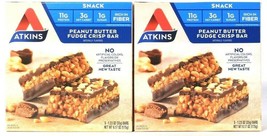 2 Boxes Atkins 6.17 Oz Peanut Butter Fudge Crisp 11g Protein 5 Count Snack Bar