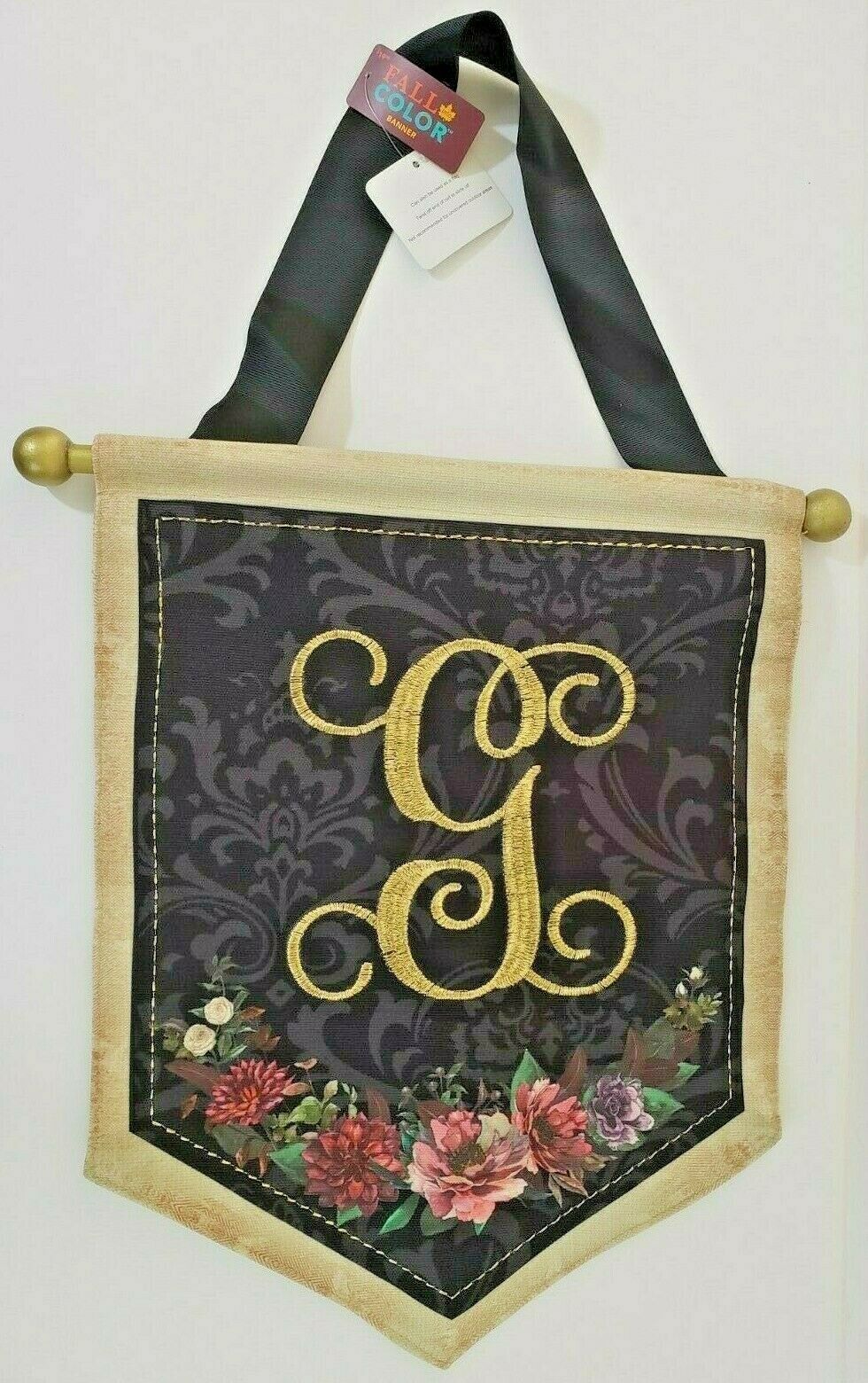 Fall Color Banner Monogram G Door Wall Hanging Decorative Embroidered Flag