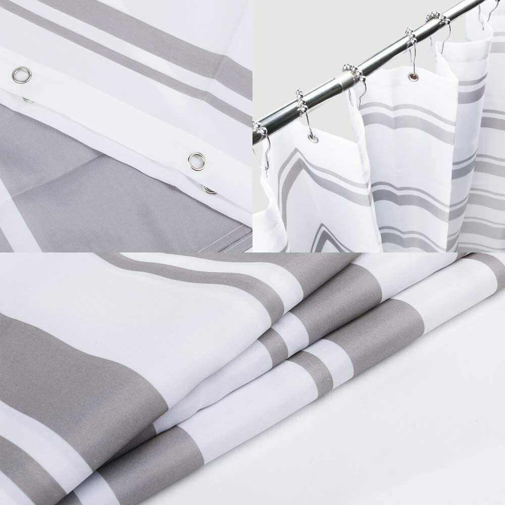 Gray White Striped Elegant Coastal Farmhouse Decor Pretty Fabric Shower