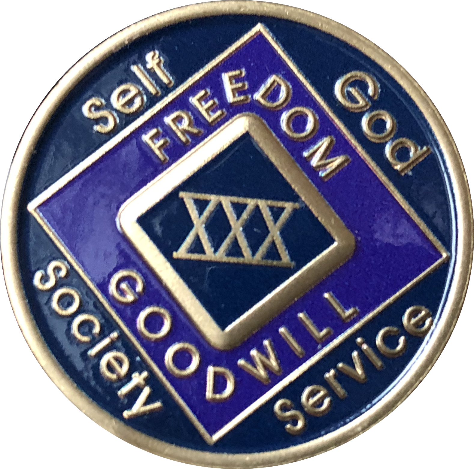 1 - 50 Year NA Medallion Triplate Narcotics Anonymous Black Blue & Purple Chip