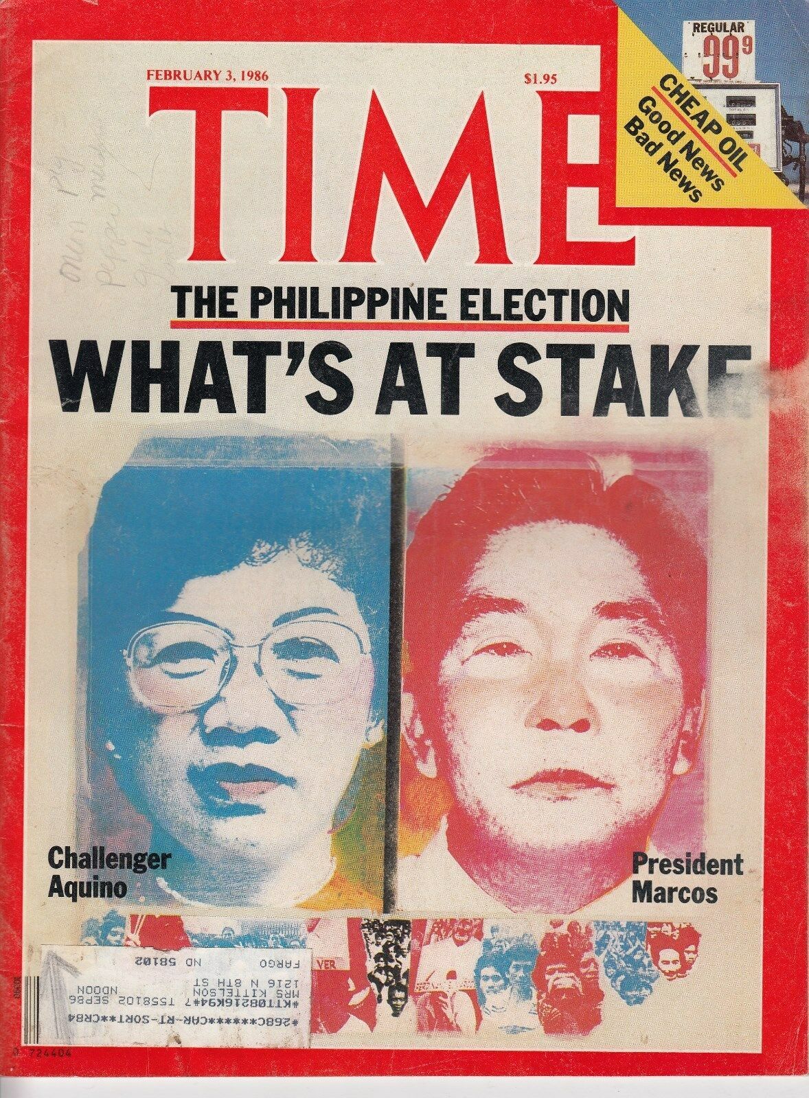 Time Magazine 1986, February 3, The Philippine Election: Aquino vs ...