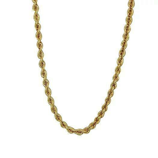 10k Gold Rope Chain Necklace 2mm