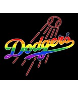 Los Angeles Dodgers W/Ball In A Rainbow LGBT Style Women&#39;s Racer Back Ta... - $21.99