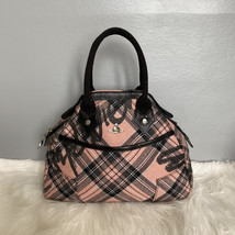 Vivienne Westwood Pink Black Tartan Canvas Bowler Bag - $199.00