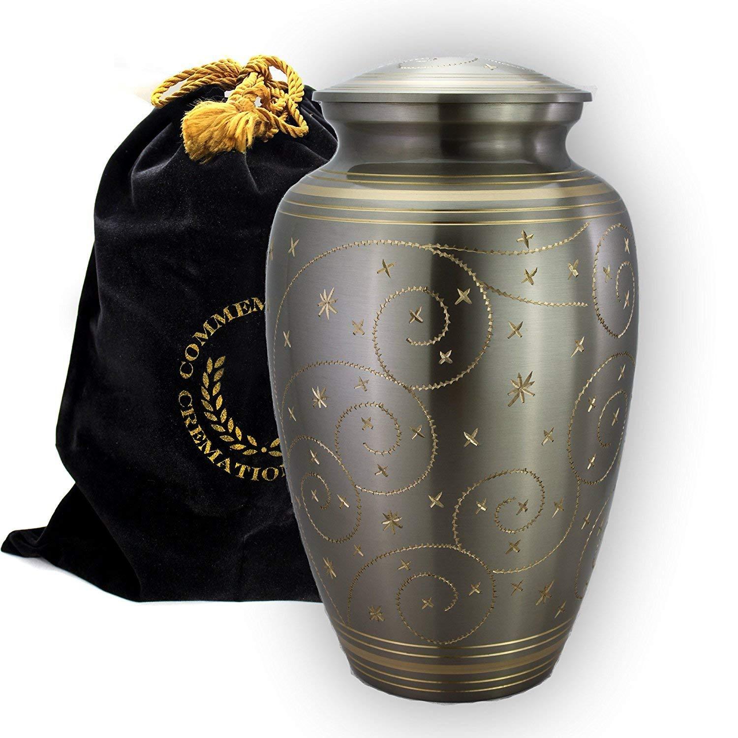 Star Light Brass Metal Funeral Cremation Urn For Human Ashes Large Cremation Urns