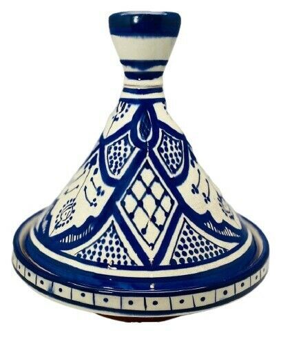 GGE “TAJINE ATLAS BLUE” Moroccan Cookware Decorative Dome Lid Terracotta 7 7/8”