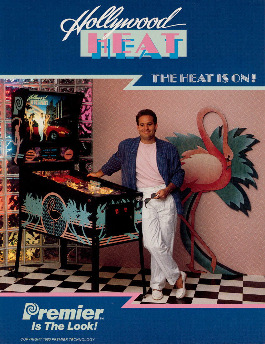 Hollywood Heat Pinball FLYER Original NOS Gottlieb Premier 1986 Miami