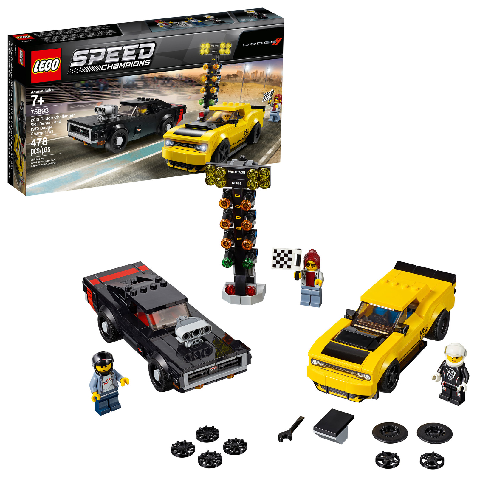 LEGO Speed Champions 75893 Dodge Challenger SRT Demon and 1970 Building Toys Set