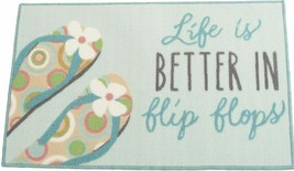 KITCHEN ACCENT RUG (nonskid)(17&quot;x28&quot;) SUMMER, LIFE IS BETTER IN FLIP FLO... - $18.80
