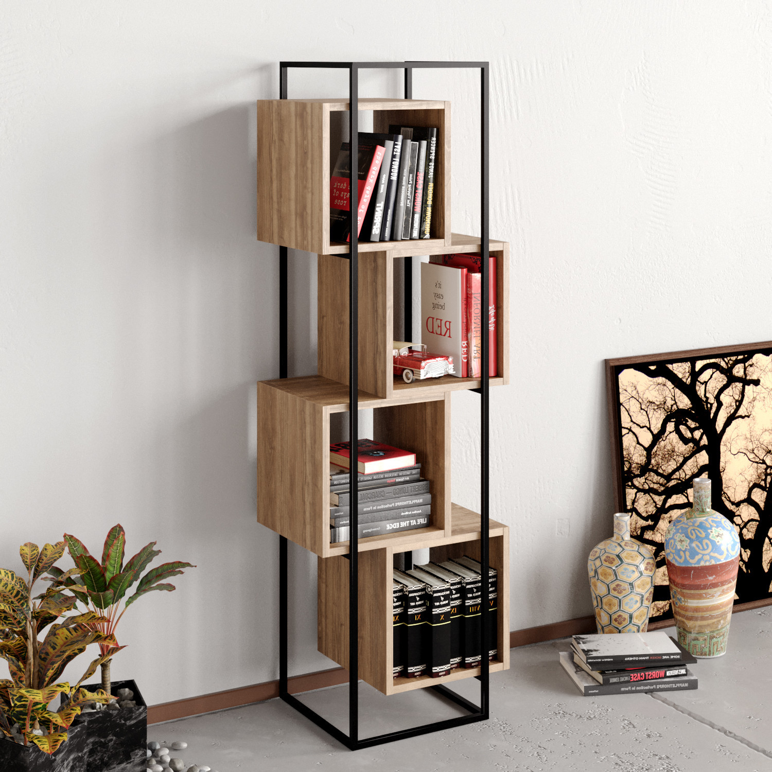  Black Geometric Bookcase Information