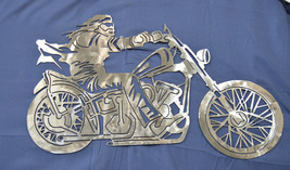 HUGE 24" X 13" MOTORCYCLE EASY RIDER METAL GARAGE MAN CAVE WALL ART DECOR