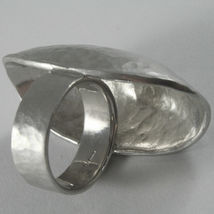 SOLID 925 SILVER OVAL BIG BAND RING, SATIN AND HAMMERED BY NANIS, MADE IN ITALY image 4