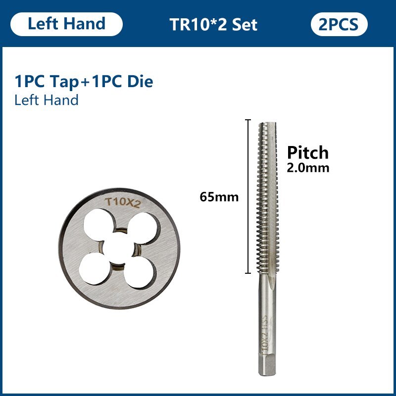 Metric Trapezoidal Tap And Die Set 2pcs Left Hand Screw Thread Tap And