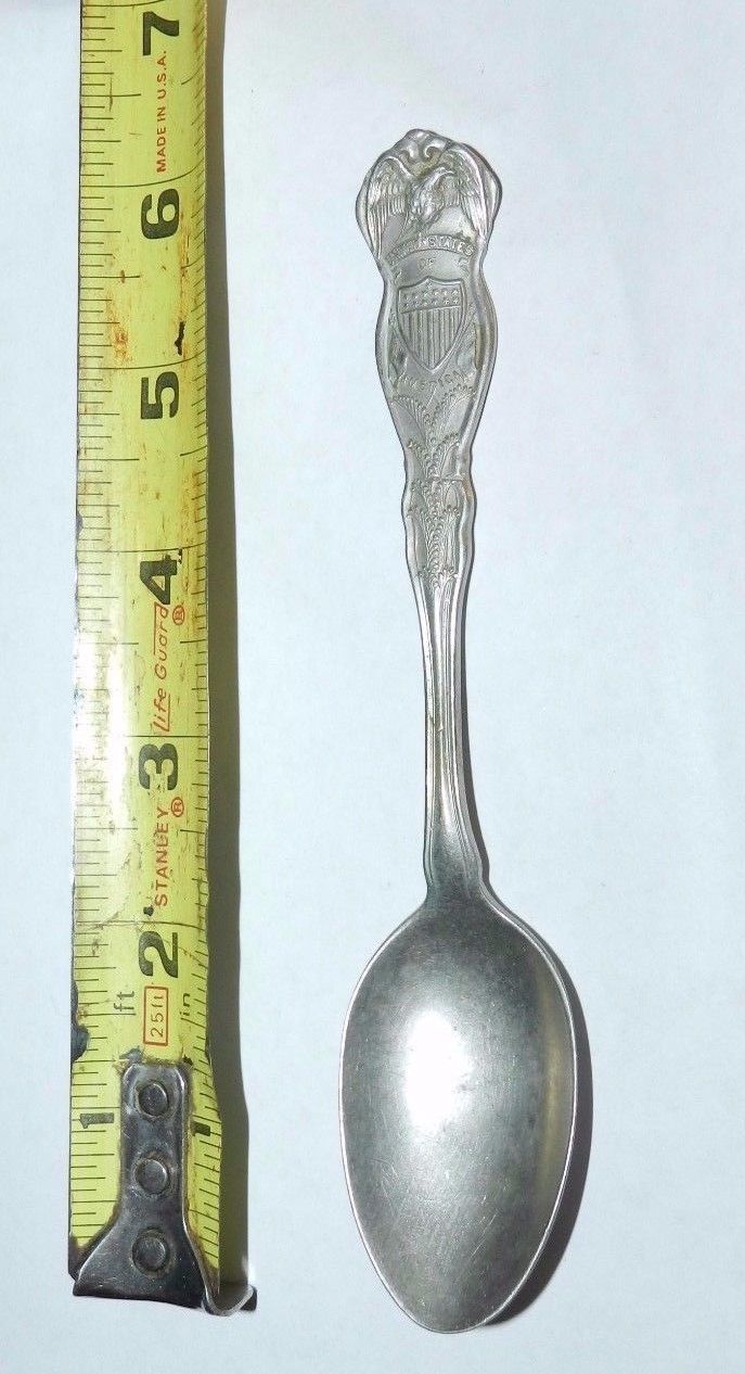VINTAGE UNITED STATES 6" COLLECTIBLE SPOON WM ROGERS NICKEL SILVER Souvenir Spoons