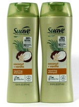 2 Suave Professionals 12.6 Oz 100% Natural Coconut & Vanilla Repairing Shampoo