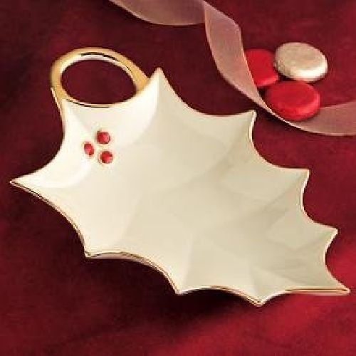 Lenox Ivory Fine China Holly Leaf Candy Dish W/ Gold Accent - $35.00