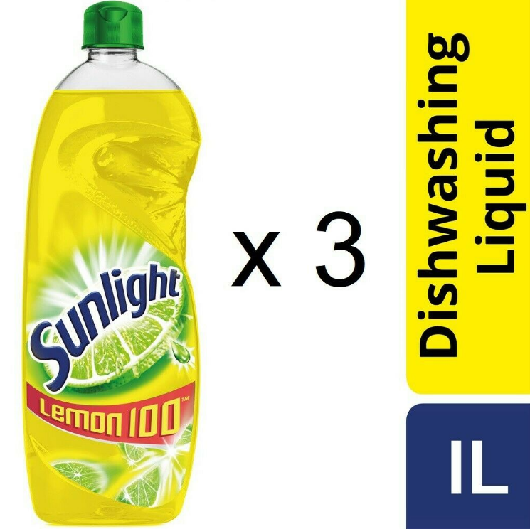 Sunlight Dishwashing Liquid Soap Detergent (3 x 1L) - Lemon FAST SHIP