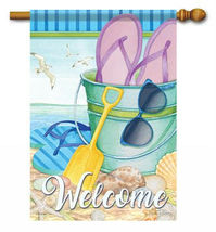 Beach Afternoon Summer House Flag - 2 Sided Message, 28&quot; x 40&quot; - $27.75