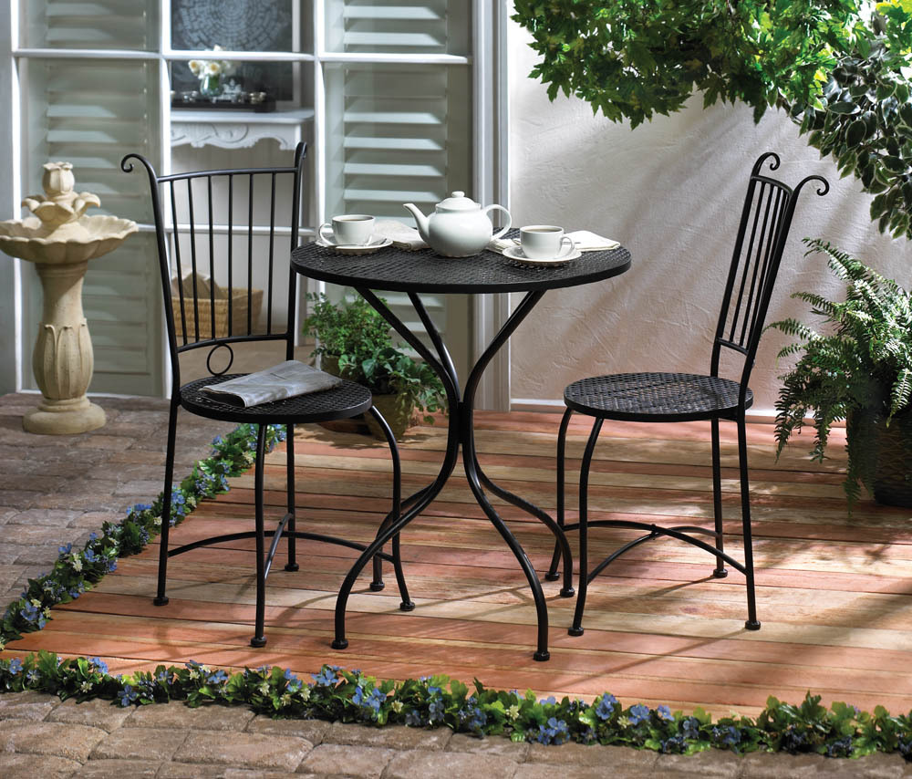 Metal Lattice Top Patio Bistro Table and Chair Set Garden Patio Decor