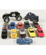 Lot of 13 Toy Vehicles Well Loved Cars Motorcycle 4 Wheeler 1990s - $7.69