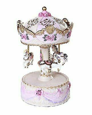 Carnival Merry Go Round Princess Pink Royal Horse Ponies Musical Carousel Statue