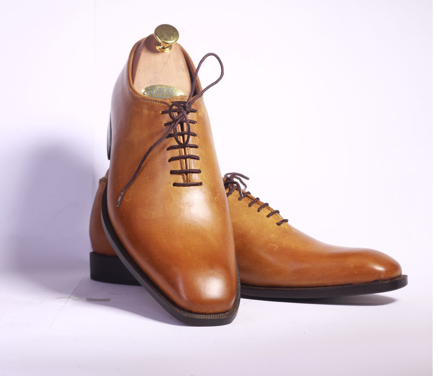 Handmade Mens Tan Leather Lace Up Dress Formal Shoes, Men
