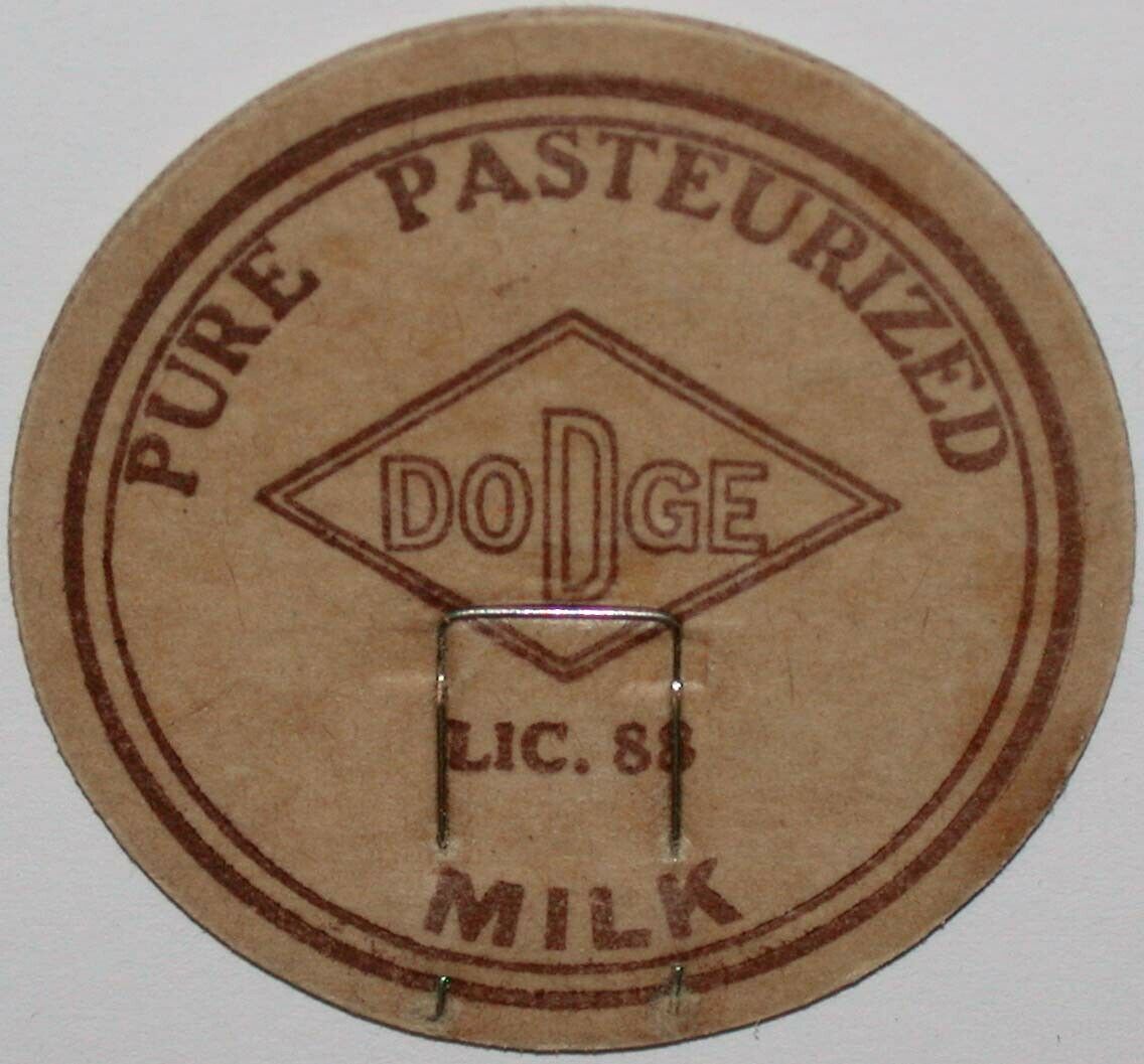 Vintage milk bottle cap DODGE Pure Pasteurized Lic 88 Springfield Massachusetts - $9.99