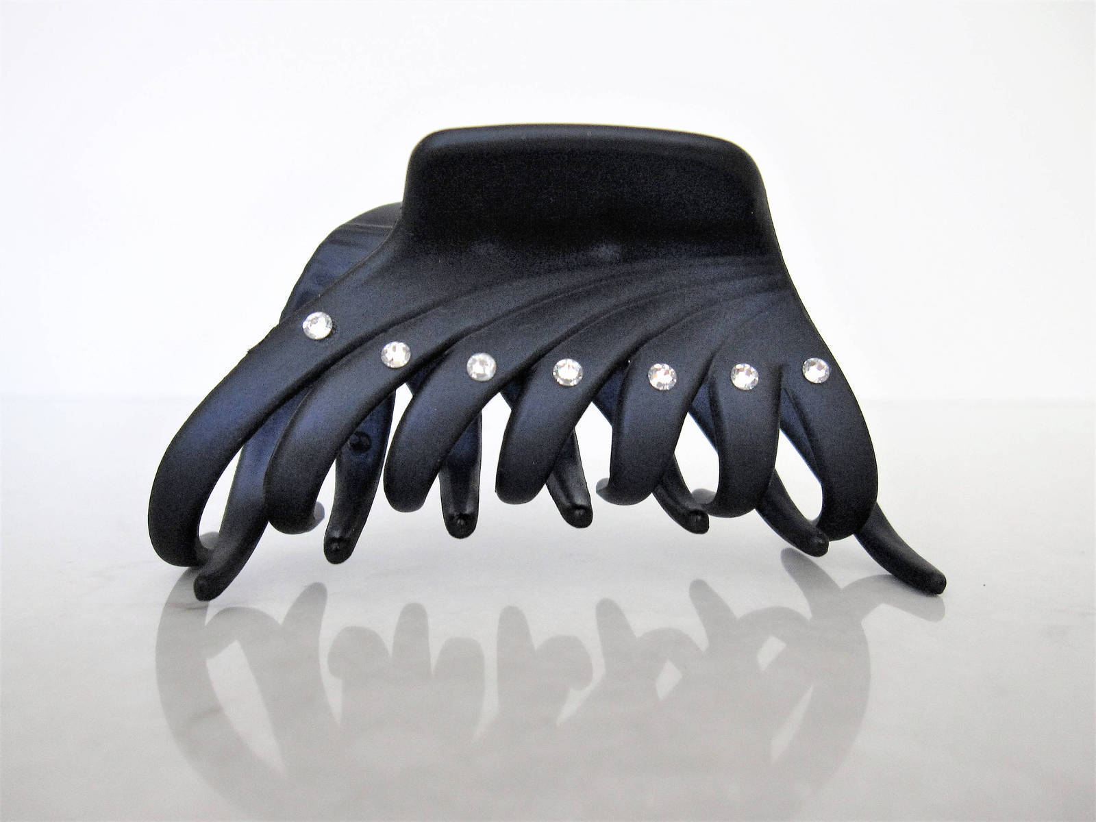 Midnight blue hair claw clip made with swarovski crystals for fine thin