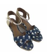 Coach Blue Floral Denim Harding Women's Espadrille Wedge Sandal Shoes Size 7.5M - £23.14 GBP