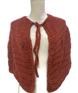 Vintage Shawl Cape Orange Crochet Cape Tie Neck Handmade by St Johns In ... - $9.90