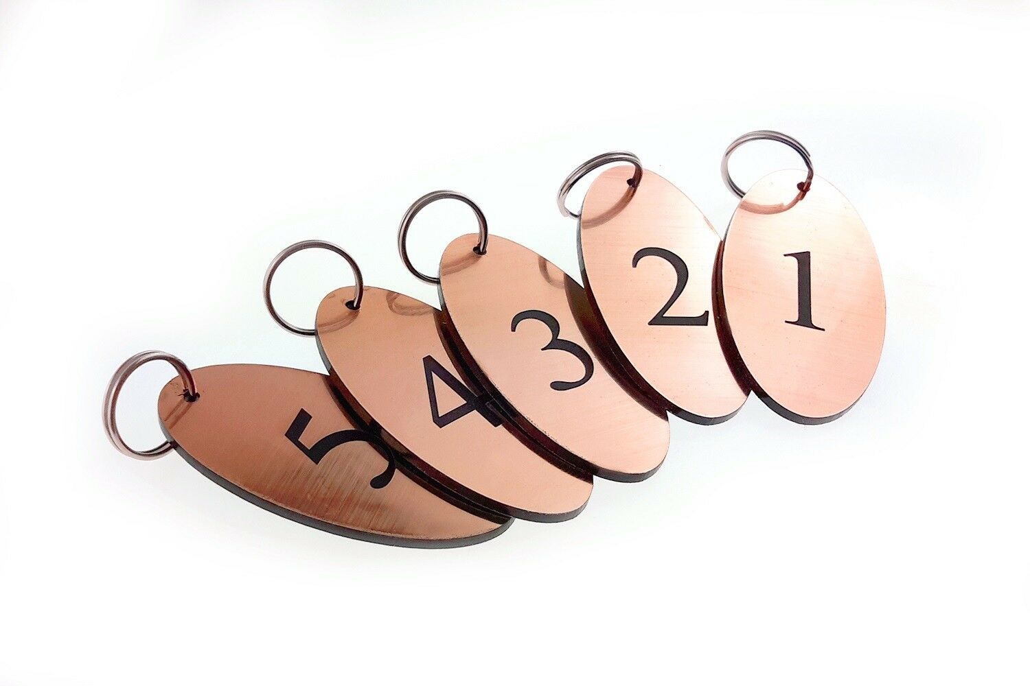 Pack of 5 Key Fobs, key Rings, key Tags Numbered Numbers 1 to 5