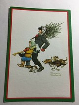 Vintage 1970s Christmas Card Front Man Bog Dog Norman Rockwell 6X4&quot;Great... - $7.67