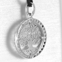 18K WHITE GOLD TREE OF LIFE PENDANT, 0.75 INCHES, ZIRCONIA, MADE IN ITALY image 3