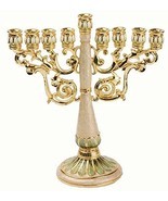 Hanukkah Menorah Jeweled Crystals Jeweled 9 Branch Candles Holder 24K Go... - $128.69