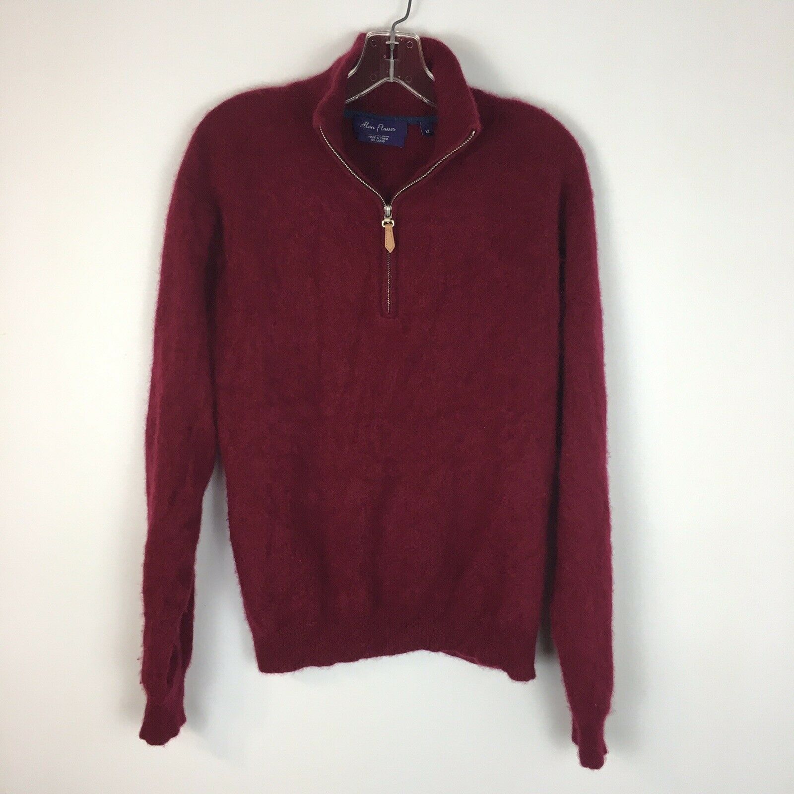 Alan Flusser Men's Red 100% Cashmere Half Zip Sweater Size XL Extra ...
