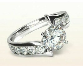 2.20Ct Round Cut Simulated Diamond Bypass Engagement Ring Solid 14k White Gold - $261.06