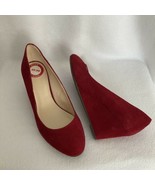 Nine West Wedge Shoes Wispy Size 6.5 M Cranberry Red Suede Round Toe 2&quot; ... - $28.66