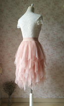Layered Midi Tulle Skirt Blush Pink Ballerina Tulle Skirt Plus Size Party Skirt image 4